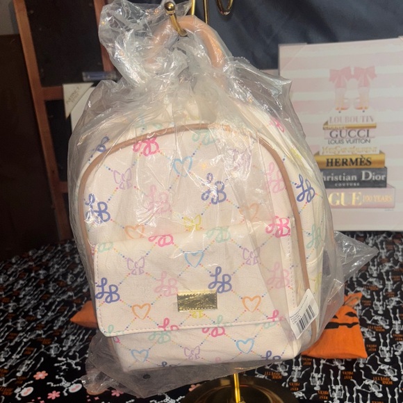 NWT Betsey Johnson Colorful Monogram Mini Backpack - Picture 1 of 1